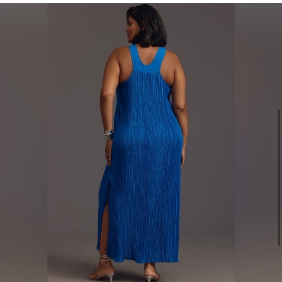 Anthropologie Plissé Maxi Dress in Cobalt Blue size 2X - Picture 6 of 12